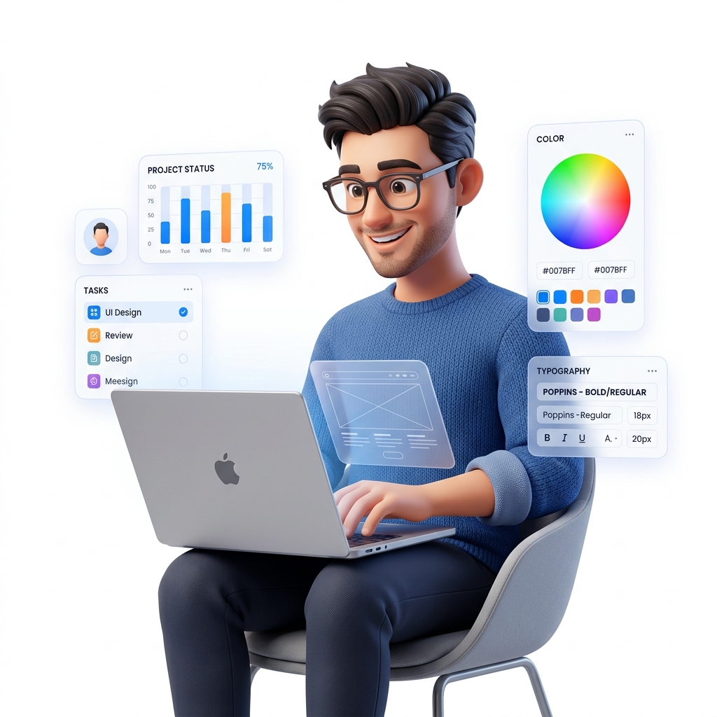 3D Character working on software